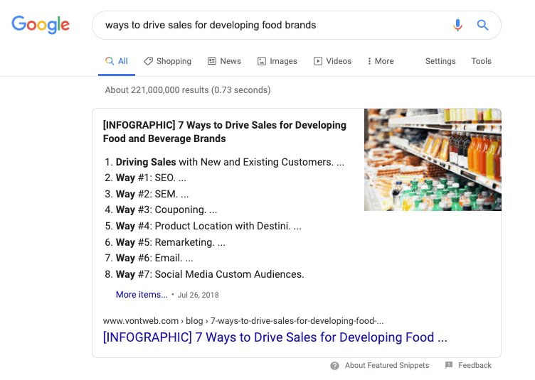 featured-snippet-example-food-marketing-infographic