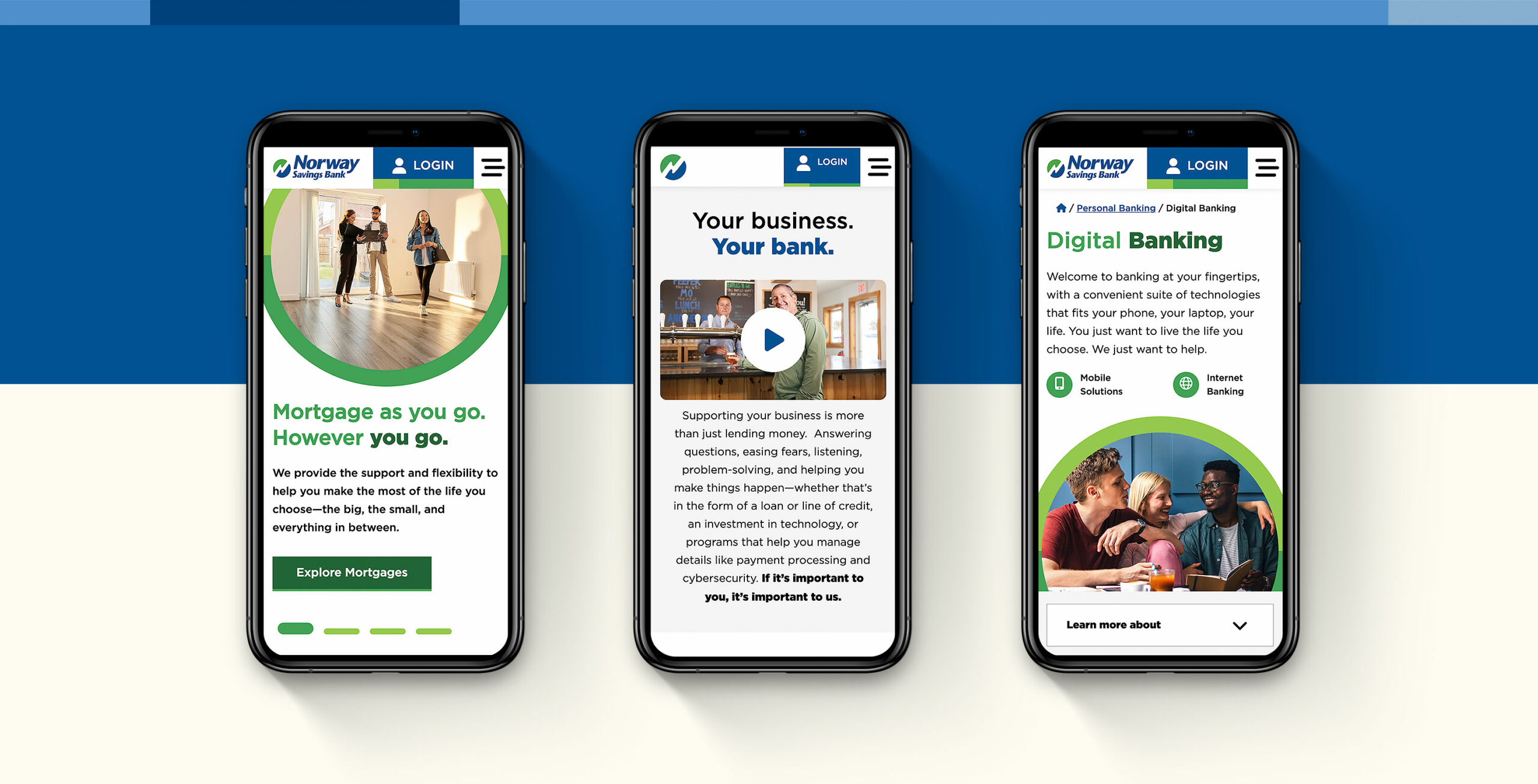 Norway Savings Bank Website on mobile devices